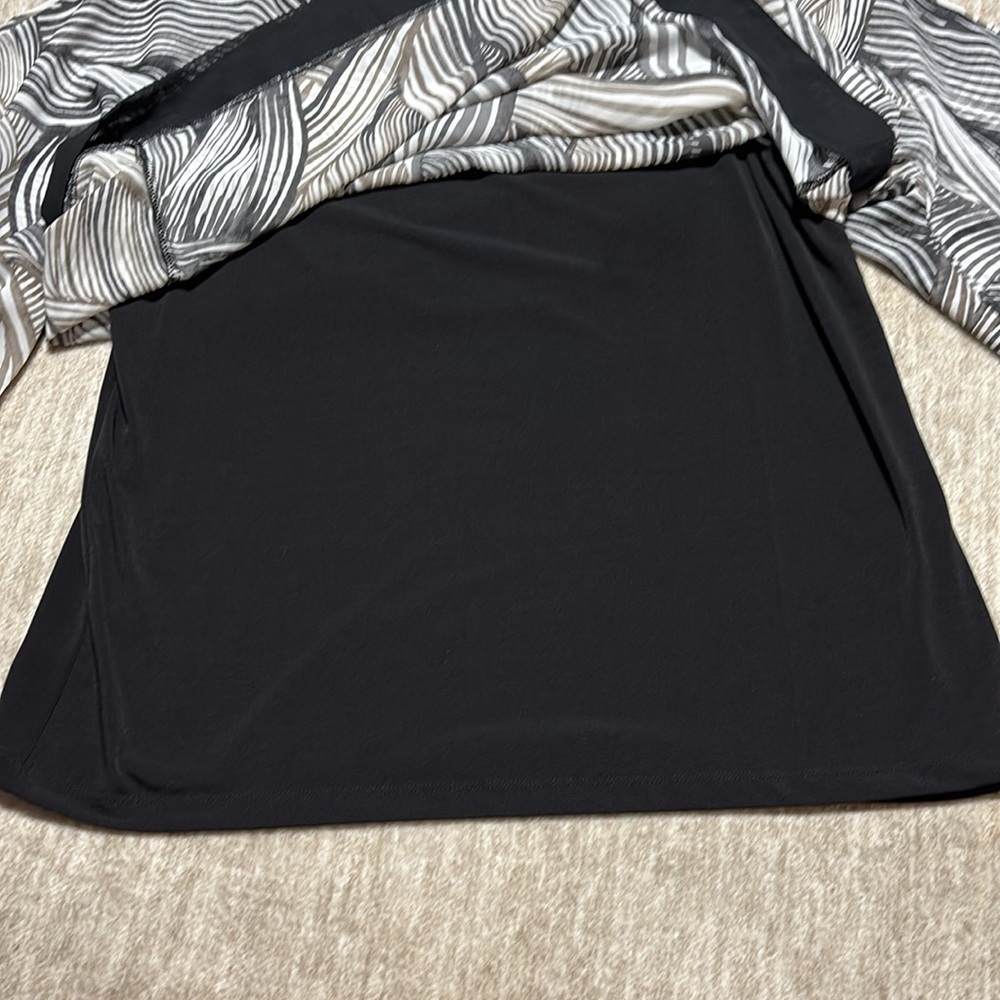 Chico's Sz 2 Large 12 lightweight flowy top dolman sleeves Brown black cream - Picture 5 of 7